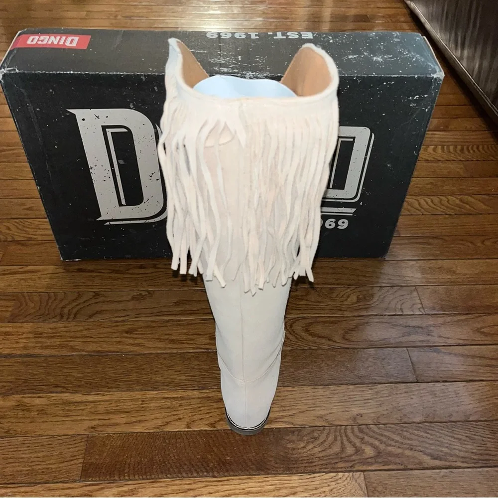 Dingo Hassie Suede Fringe Western Boots Sand (Cream) Women’s Size 8.5
